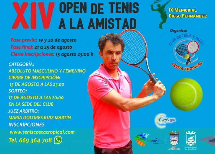 Maana martes acaba el plazo de inscripcin para para participar en el XIV Open de Tenis a la Amistad